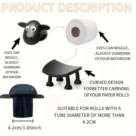Sheep Toilet Paper Holder Sold Individually 3D PRINTED - Picture 5 of 5